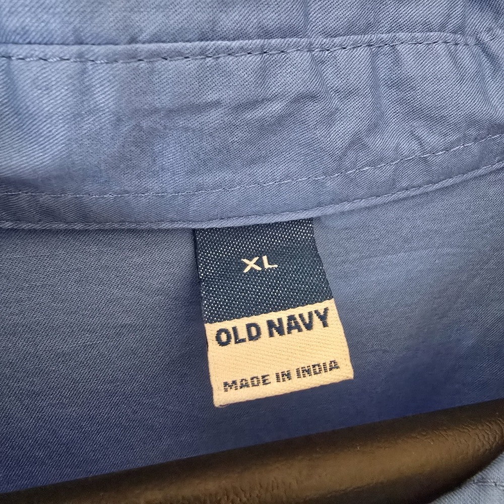 Old Navy Blue Poplin Button Down Tunic Shirt Dress Women XL 100% Cotton Pockets - Picture 2 of 11